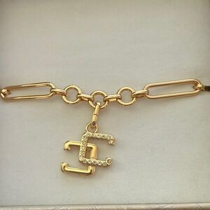 Chain Bracelet with Crystal Initial Charm